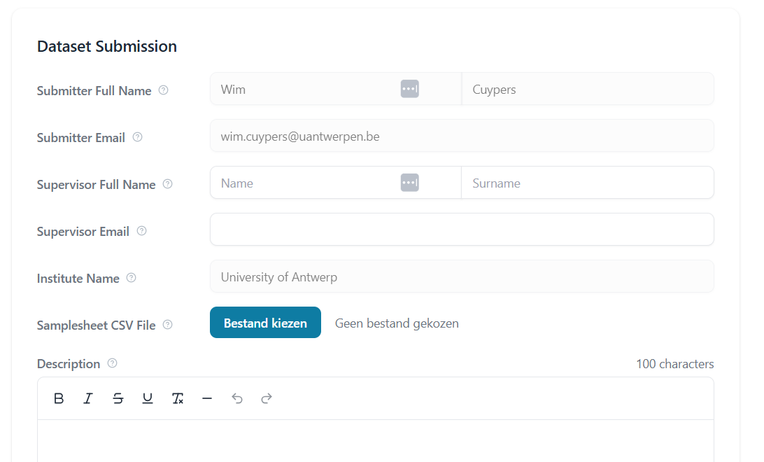 Dataset submission